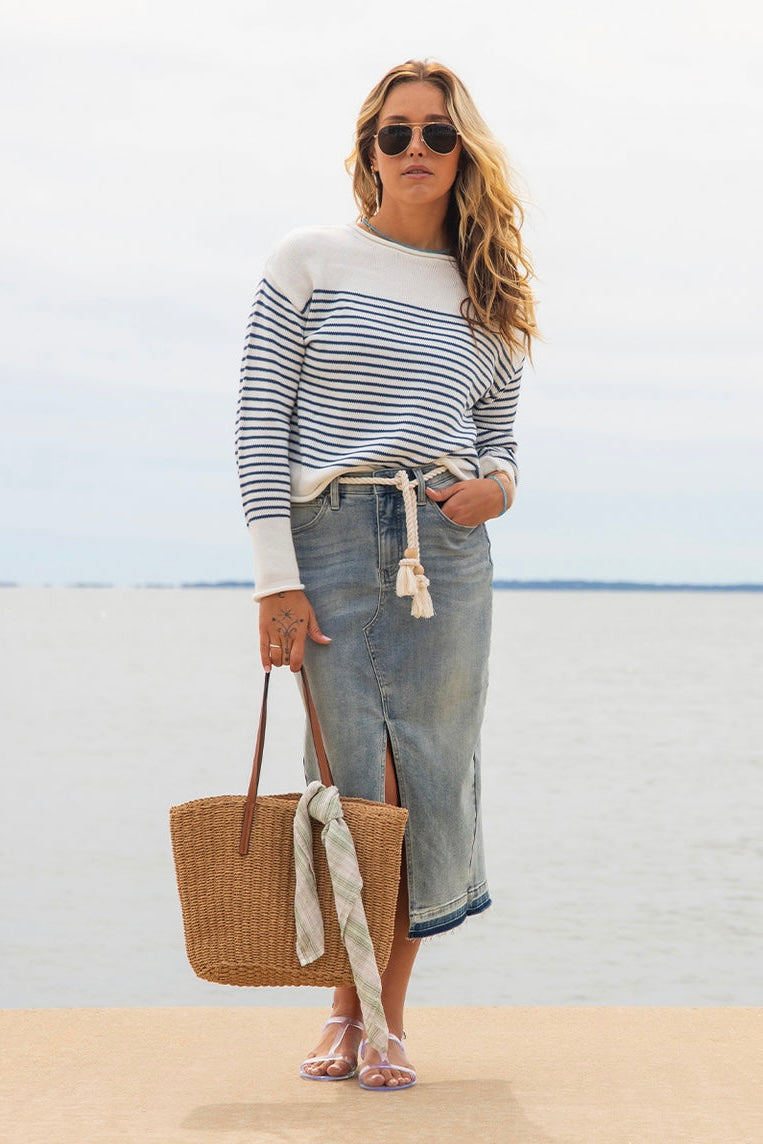 Rue Sweater- Vintage Blue Stripe