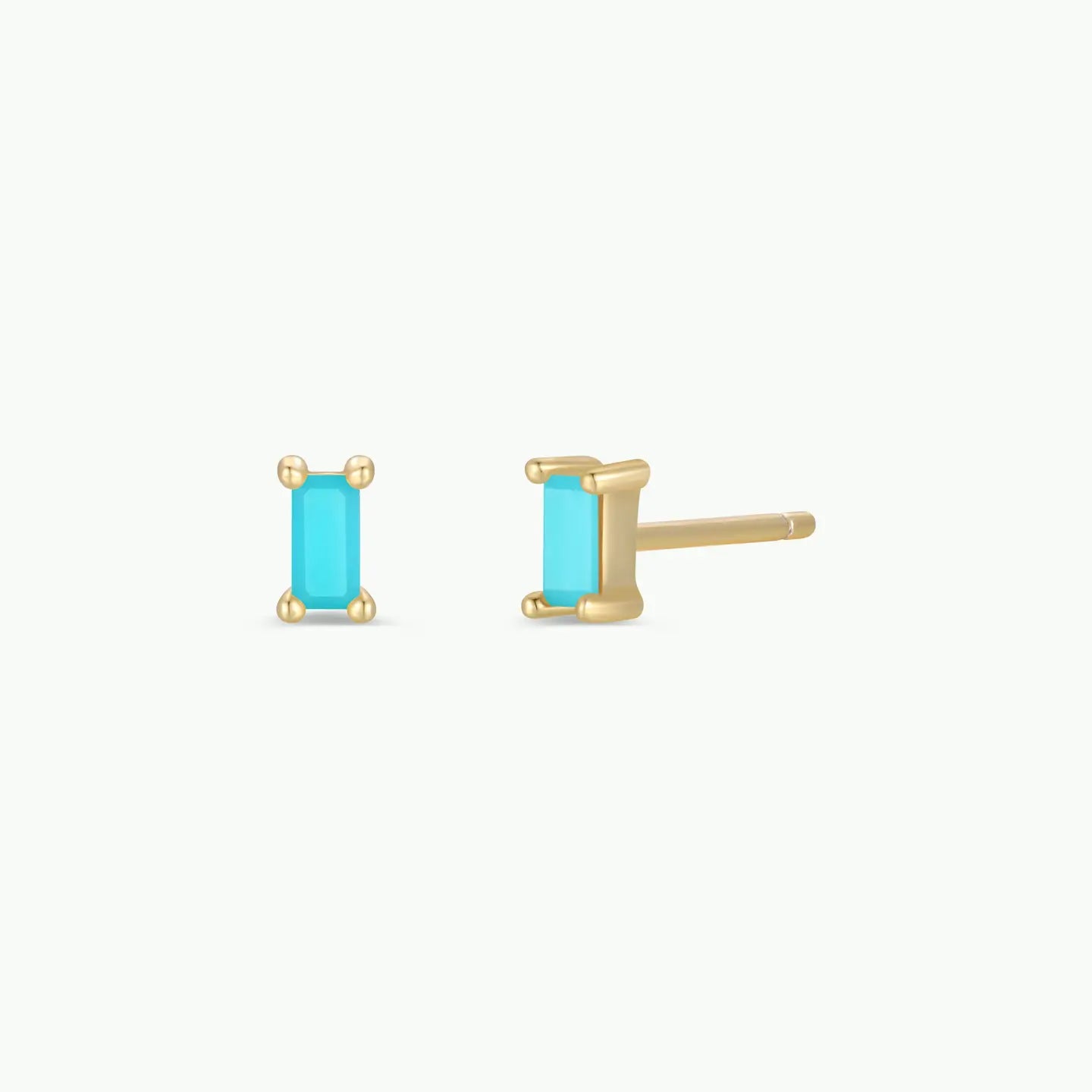 JK Baguette Turquoise Gold Earrings