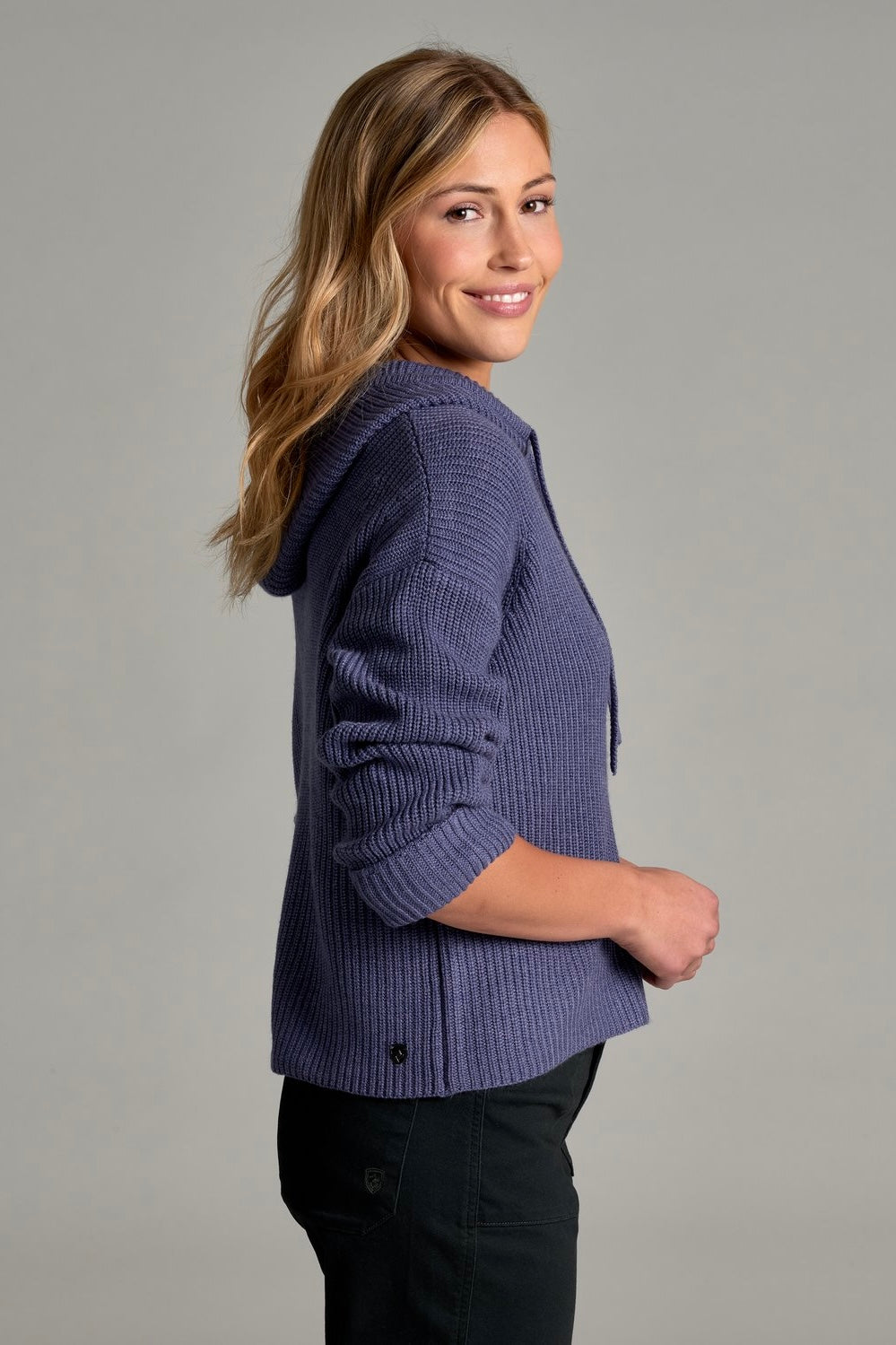 Kuhl W's Fireside Hoody Sweater- Deep Periwinkle