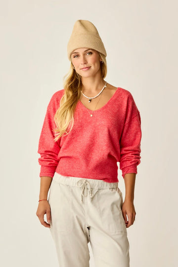 Ruth Reversible Fuzzy Sweater: Pointsettia