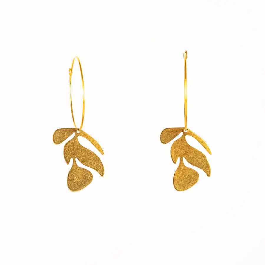 Brass Flower Hoop Earring