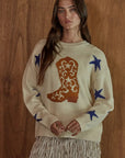 A Star Boot Cotton Crew Neck Sweater