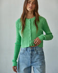 Knit Cable Sweater Cotton Button Down Cardigan Top