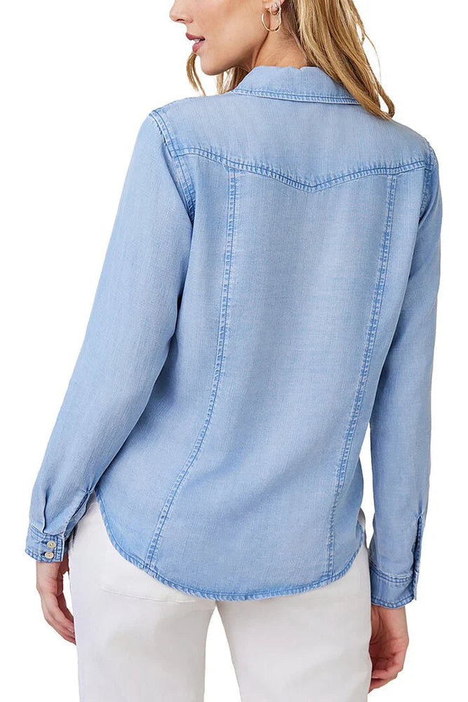 Bella Dahl Long Sleeve Seamed Shirt-Indigo Harbor Wash