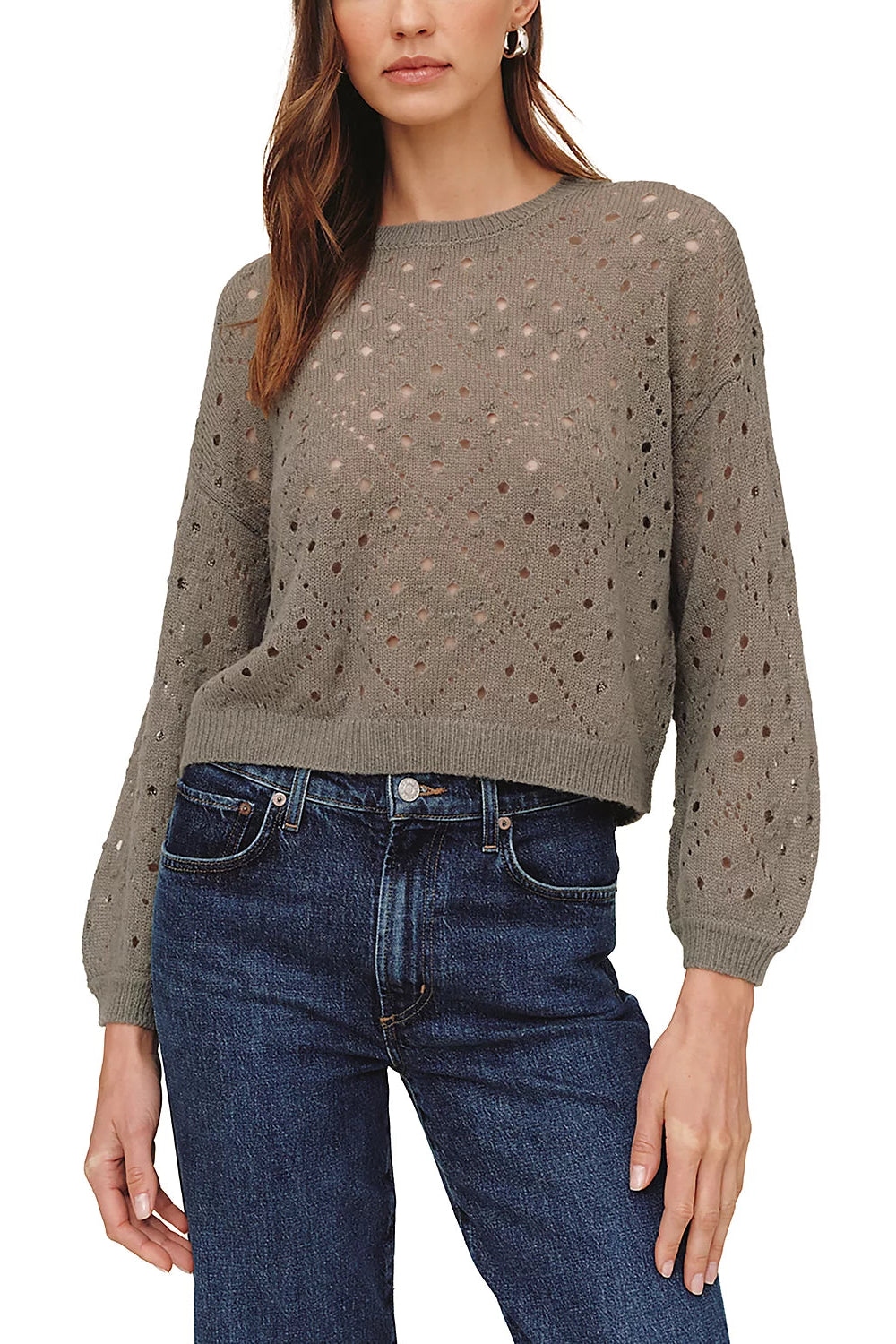 Bella Dahl Balloon Sleeve Sweater-Shadow Moss