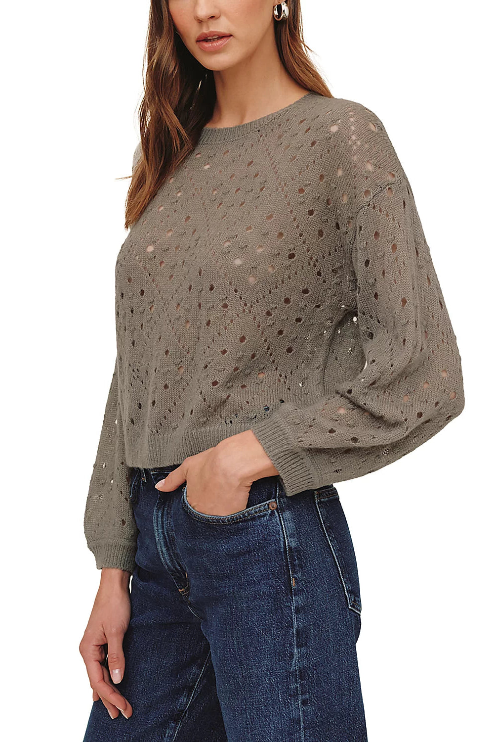 Bella Dahl Balloon Sleeve Sweater-Shadow Moss