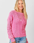 Washed Cotton Cable Weave Sweater