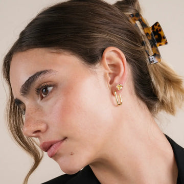 JK Large Rectangle Gold Hoop Earrings