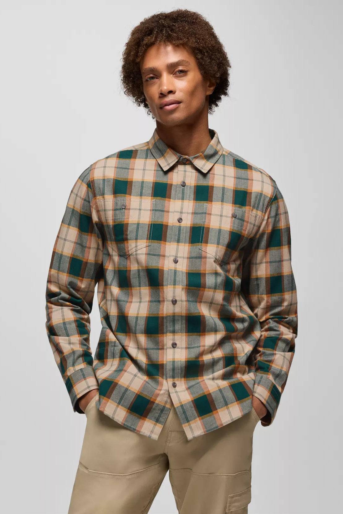 Dolberg M's Slim Fit Flannel Shirt: Almond