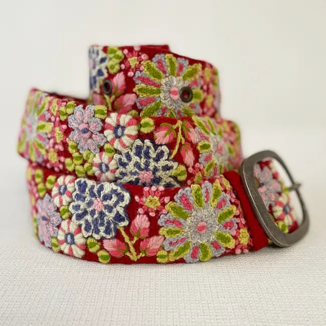 Jenny Krauss Teaberry Floral Embroidered Belt