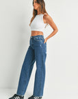 Dark Denim Wide Full Length Jeans