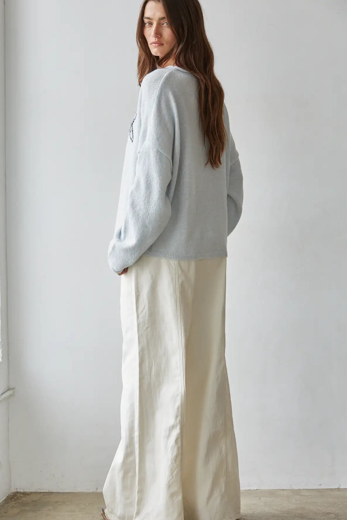 A Little Fishy Light Blue Crew Neck Sweater