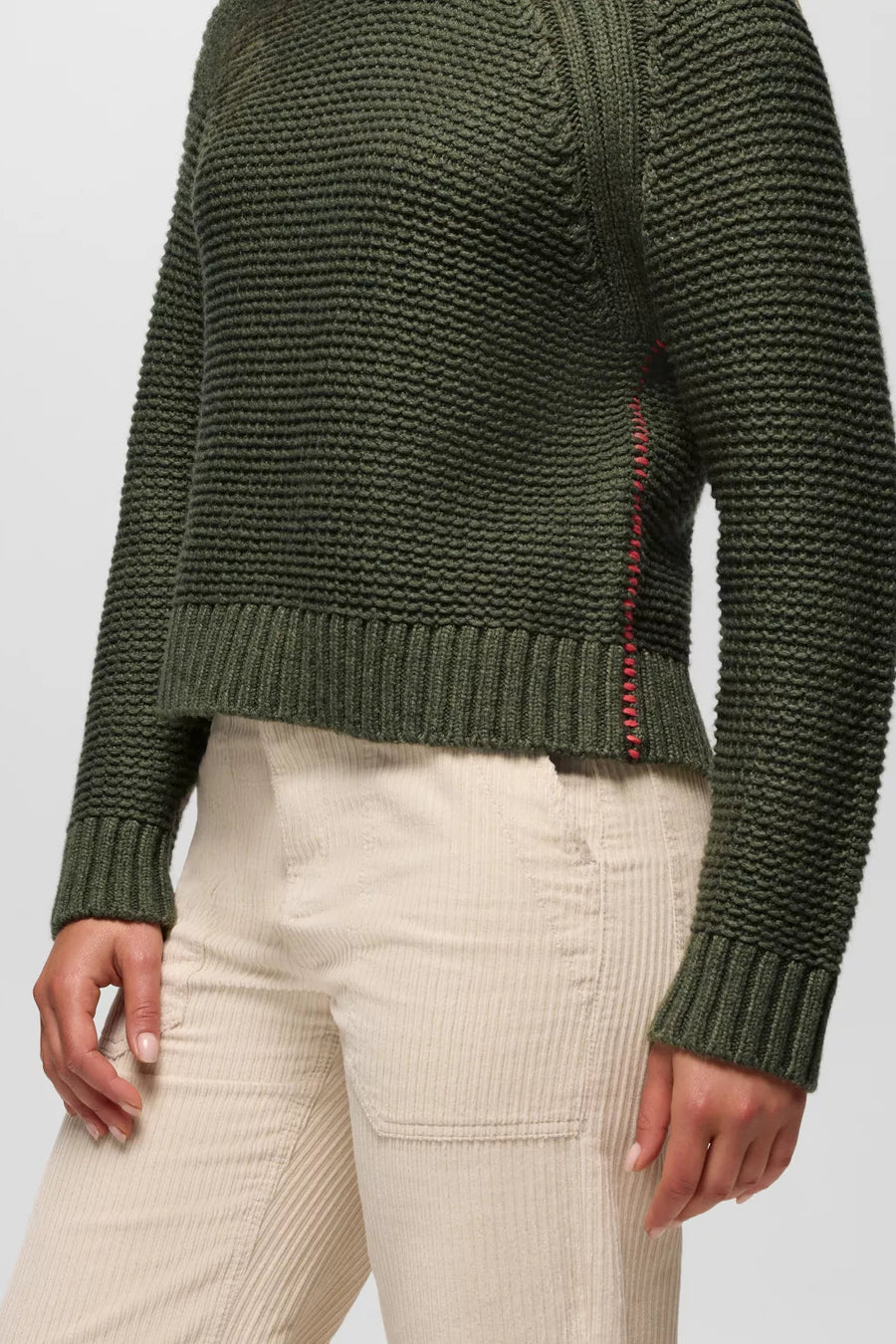 Cades Cove Merino Wool Ribbed Sweater: Rye Green