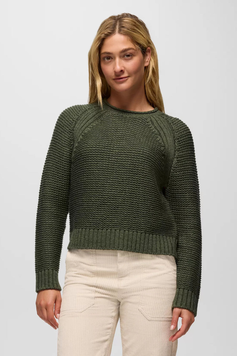 Cades Cove Merino Wool Ribbed Sweater: Rye Green
