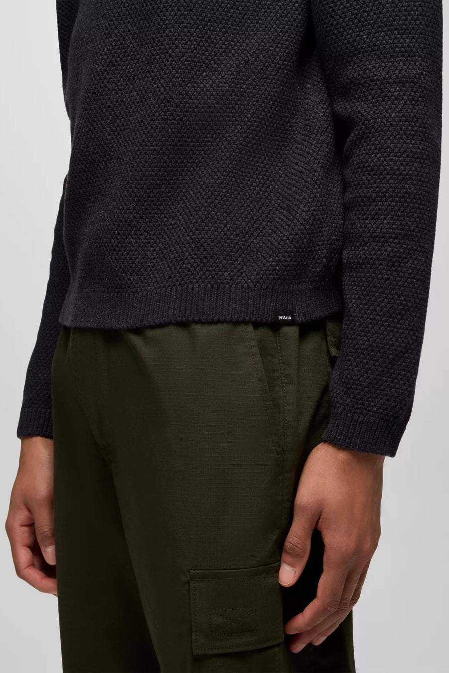 Prana M's Cotton Forest Hill Sweater: Black Heather