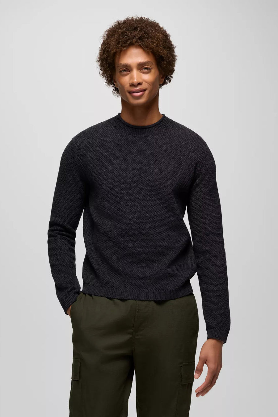 Prana M's Cotton Forest Hill Sweater: Black Heather