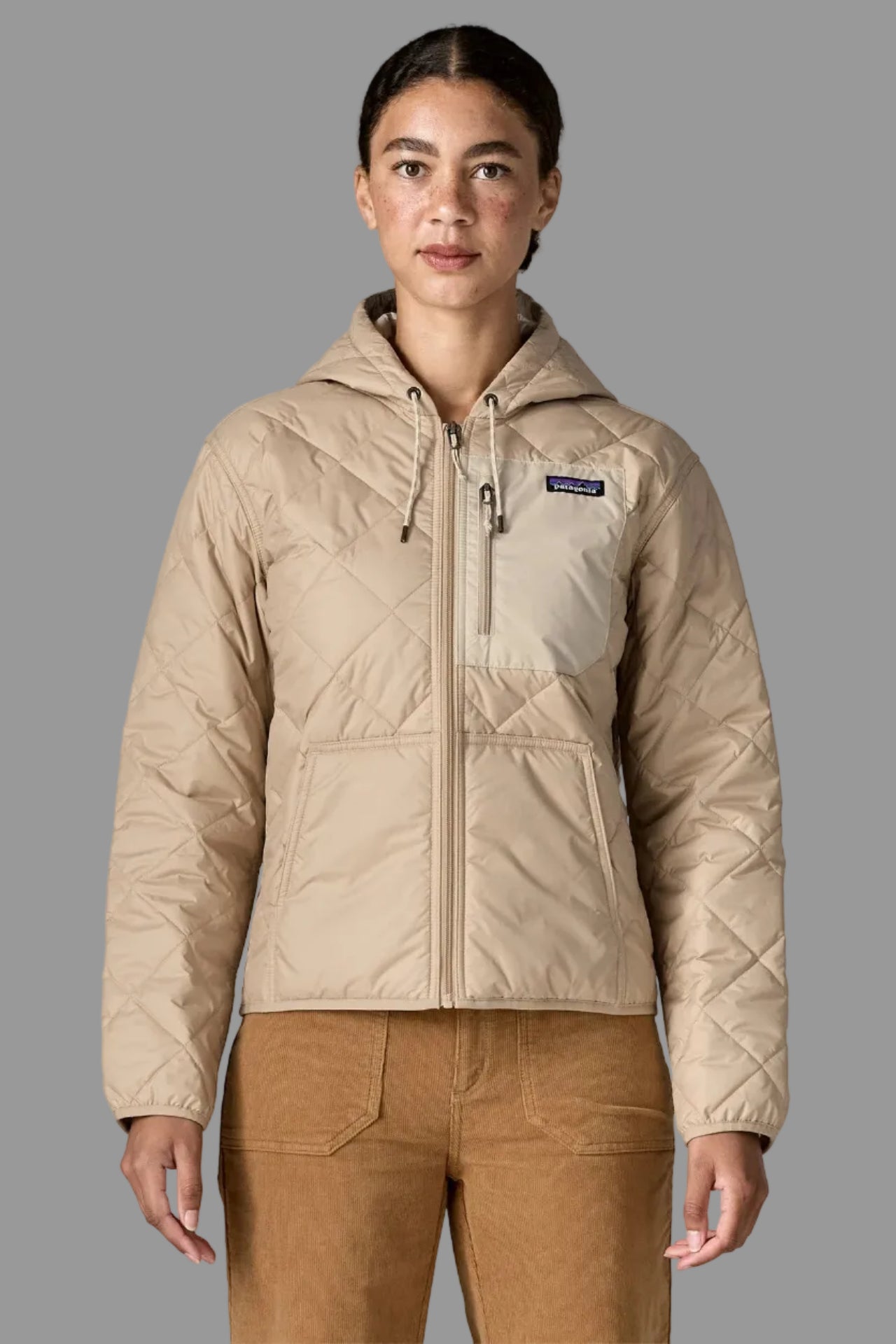 Patagonia W's Diamond Quilted Bomber Hoody: Oar Tan
