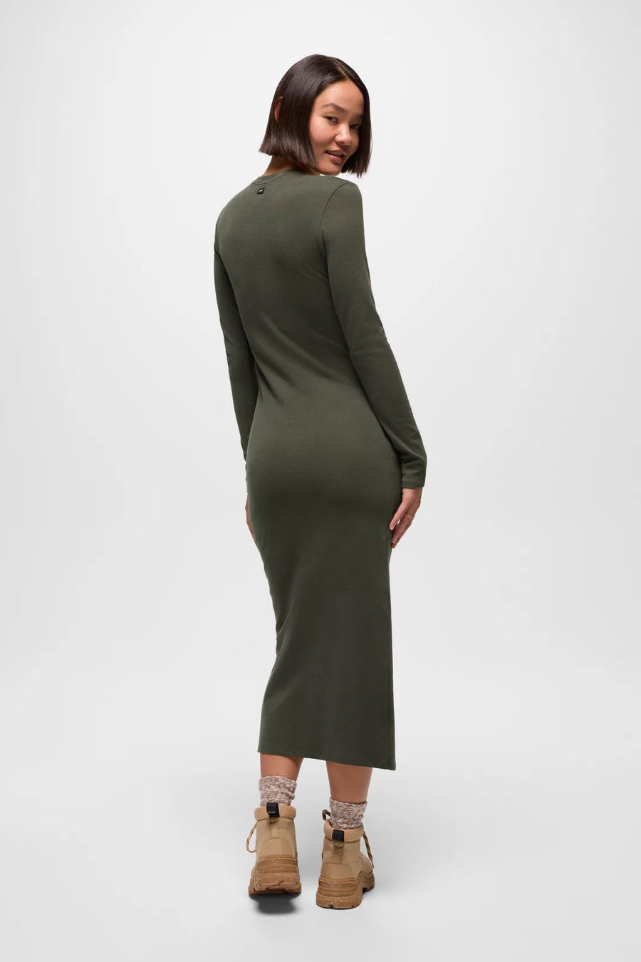 Lotus Ribbed Midi Dress: Spruce
