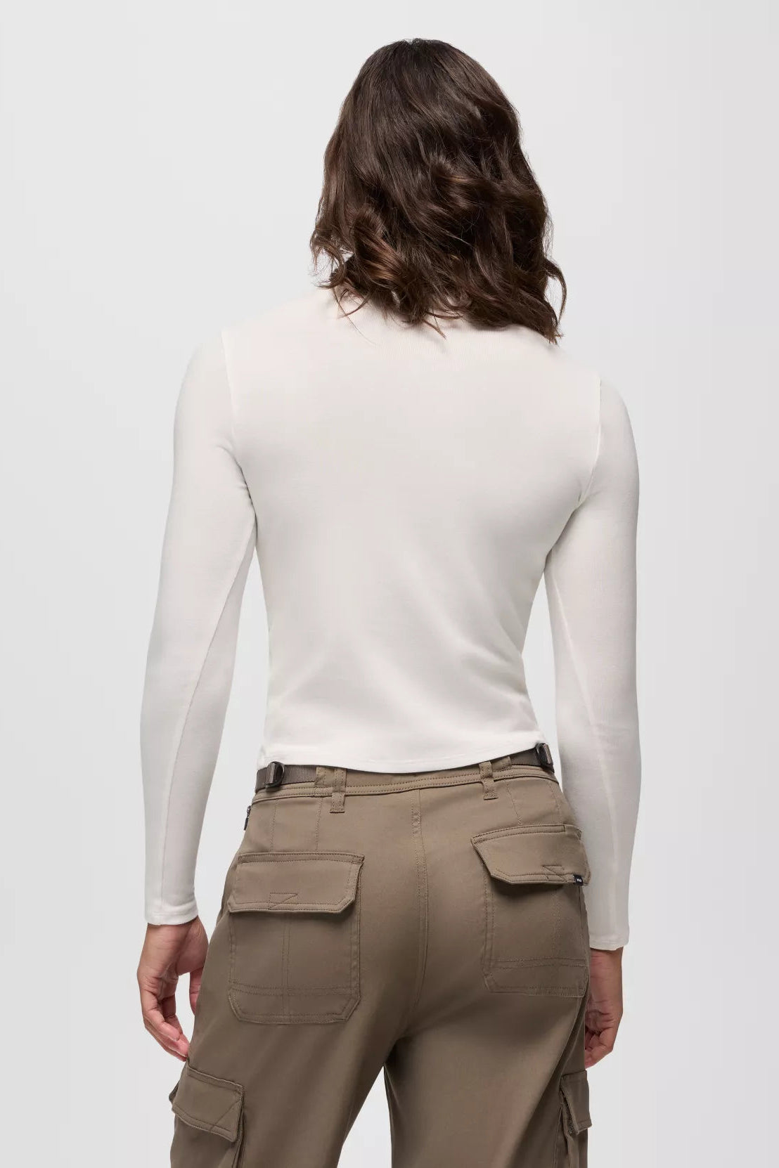 Lotus Long Sleeve Ribbed Crew Neck Tee: White