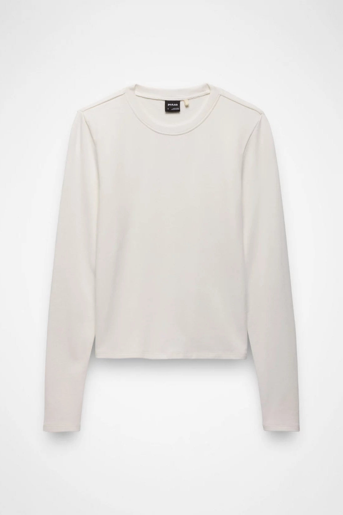 Lotus Long Sleeve Ribbed Crew Neck Tee: White
