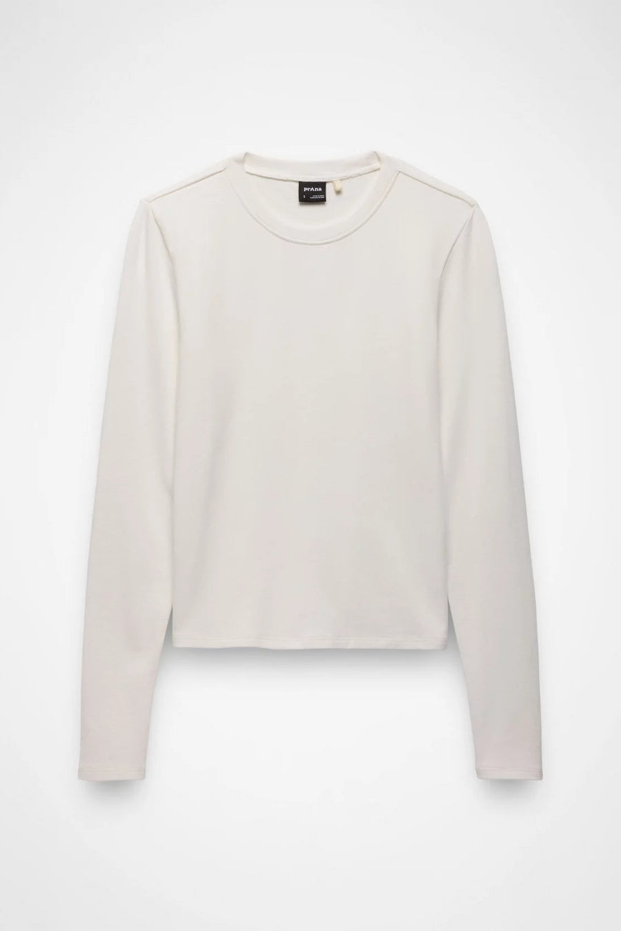 Lotus Long Sleeve Ribbed Crew Neck Tee: White