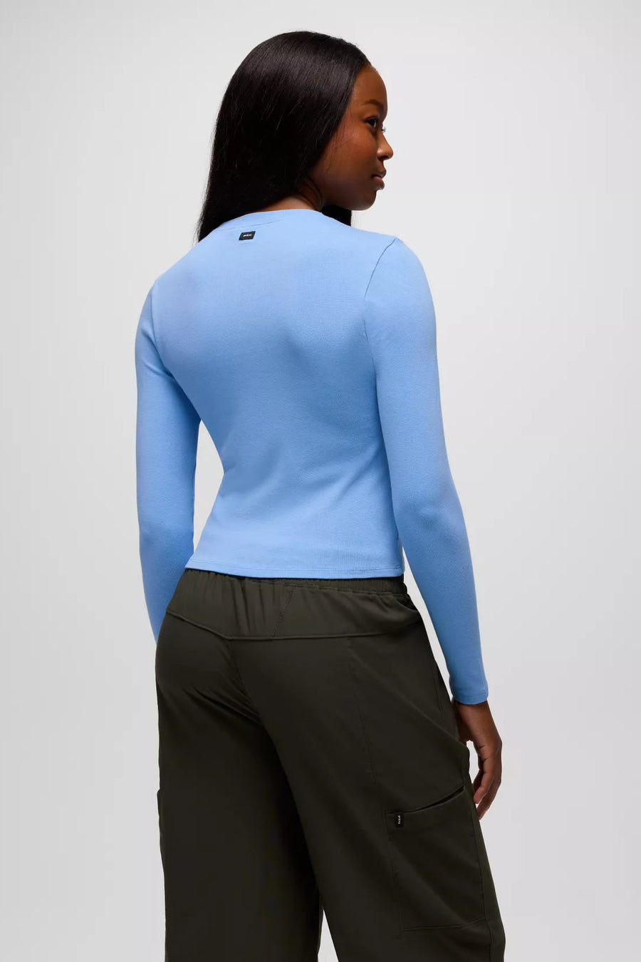 Lotus Long Sleeve Ribbed Crew Neck Tee: Blue Vibes