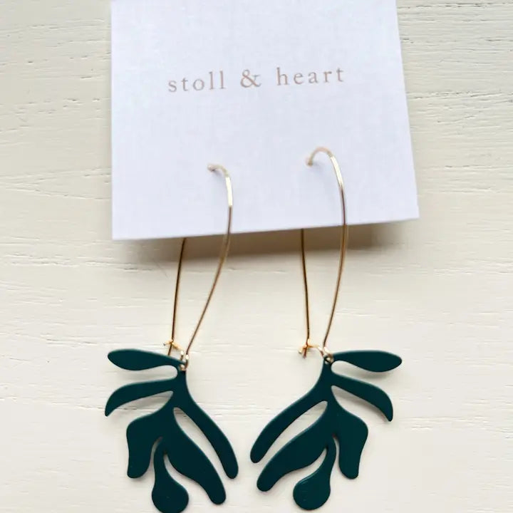 The Leaf Long Green Earring