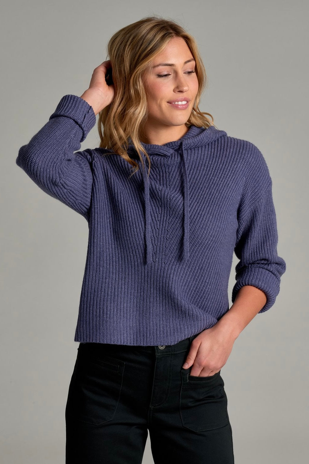 Kuhl W's Fireside Hoody Sweater- Deep Periwinkle
