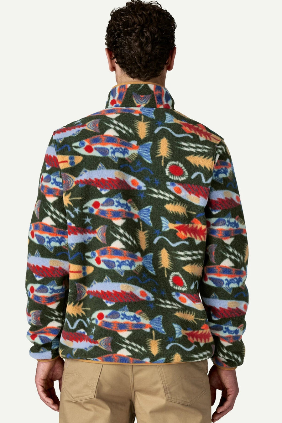 Patagonia M's Lightweight Synchilla Snap-T Fleece Pullover: Salmon Energy: Old Growth Green