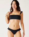 Bev Ruffle Swim Suit Top - Black