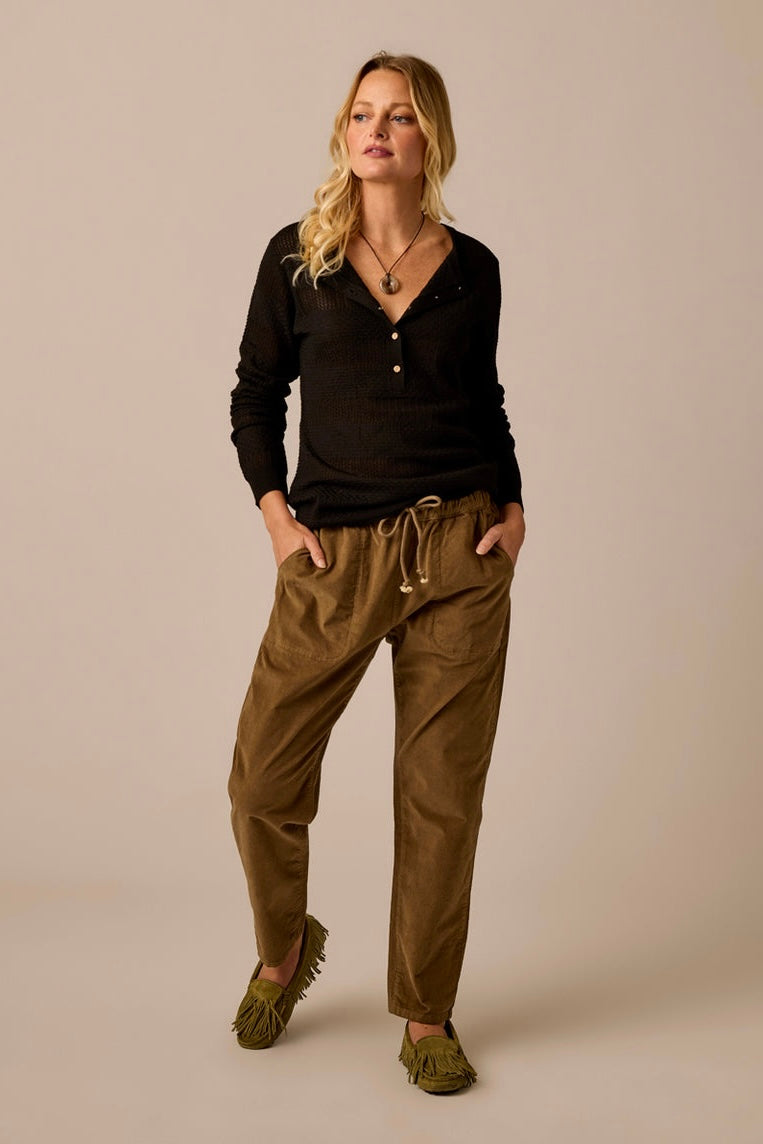 Zoe Buttercord Pant: Teak