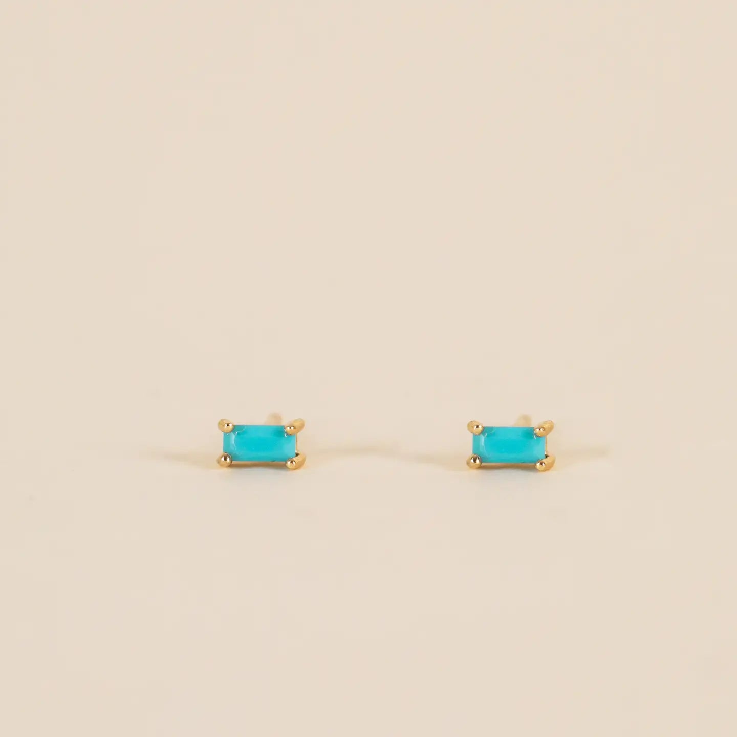 JK Baguette Turquoise Gold Earrings