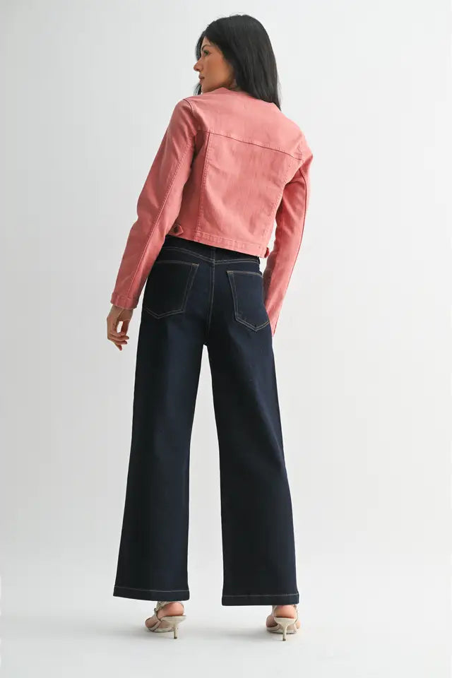 Super Dark Denim Patch Pocket Wide Leg