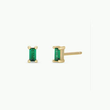 JK Baguette Emerald Gold Earrings