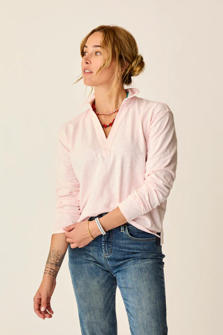 Carve Mara Slub Organic Cotton Polo Shirt: Pastel