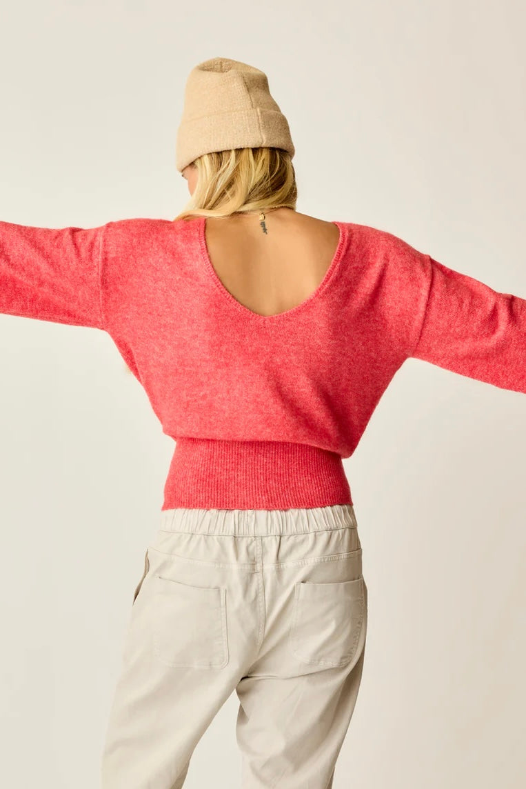 Ruth Reversible Fuzzy Sweater: Pointsettia
