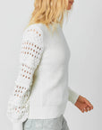 Textured Sleeve Cotton Sweater