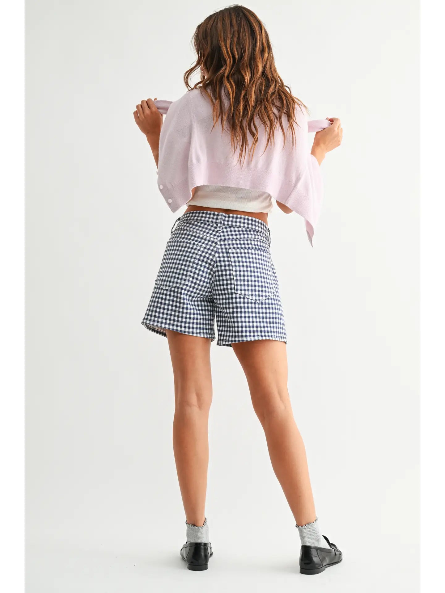 Traveling South Navy Gingham Lightweight Short