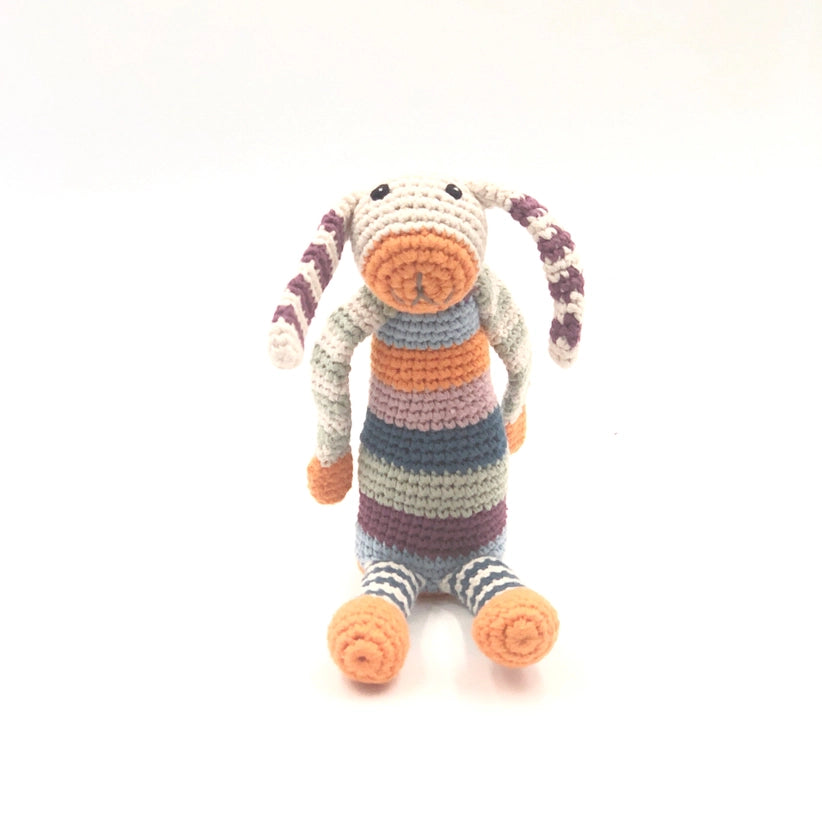 Pebble Striped Plush Bunny Rattle