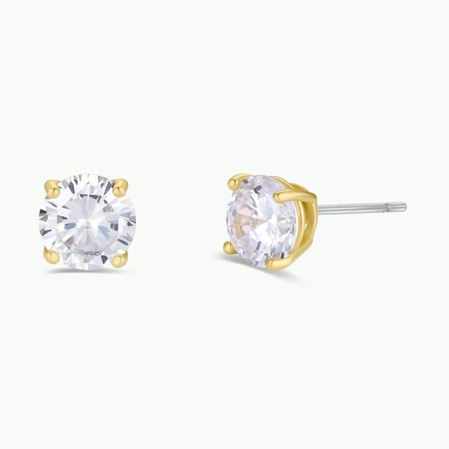 JK Round CZ Clear Gold Earrings