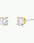 JK Round CZ Clear Gold Earrings