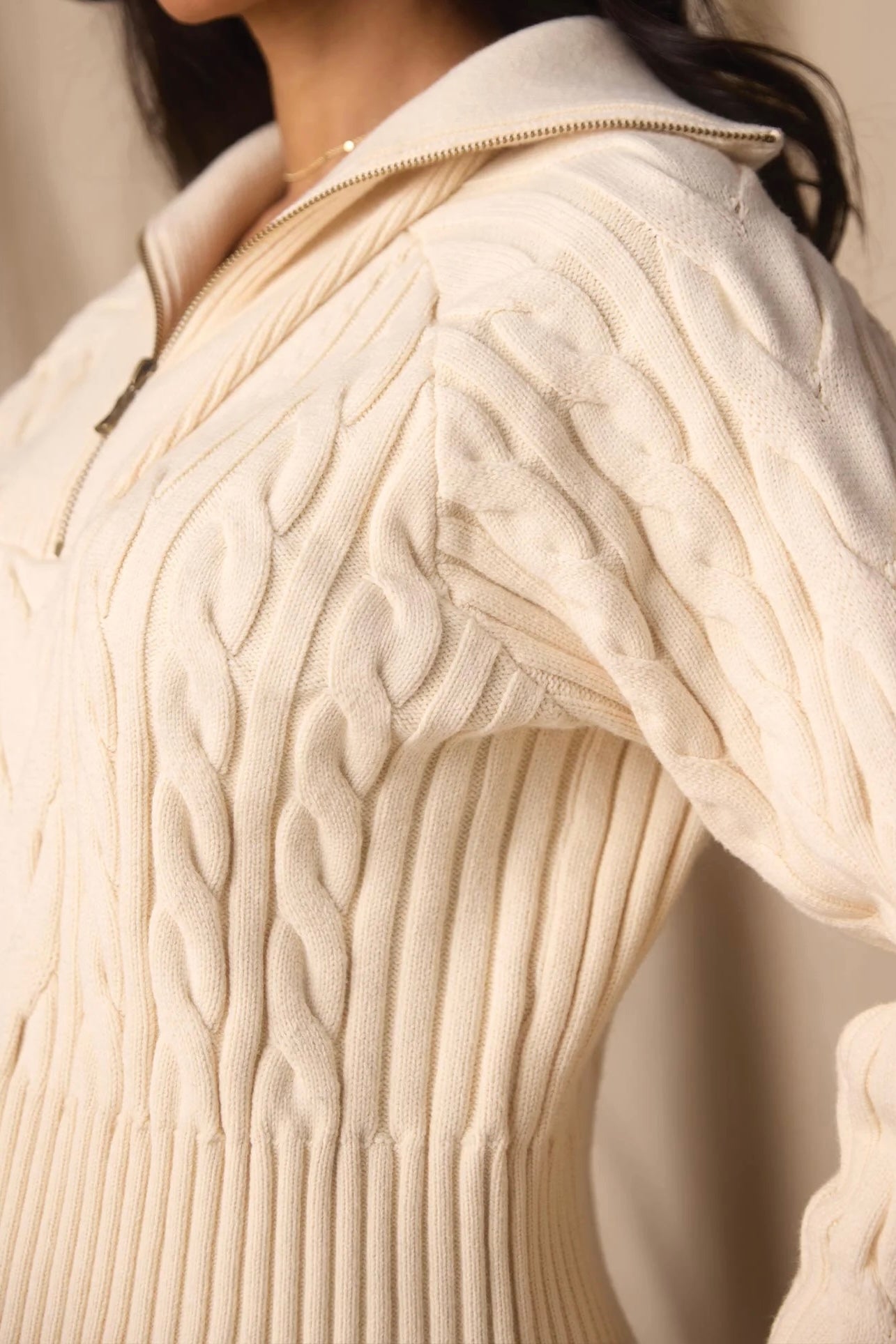 TNB W's Lola Everyday 1/4 Zip Sweater: Cream