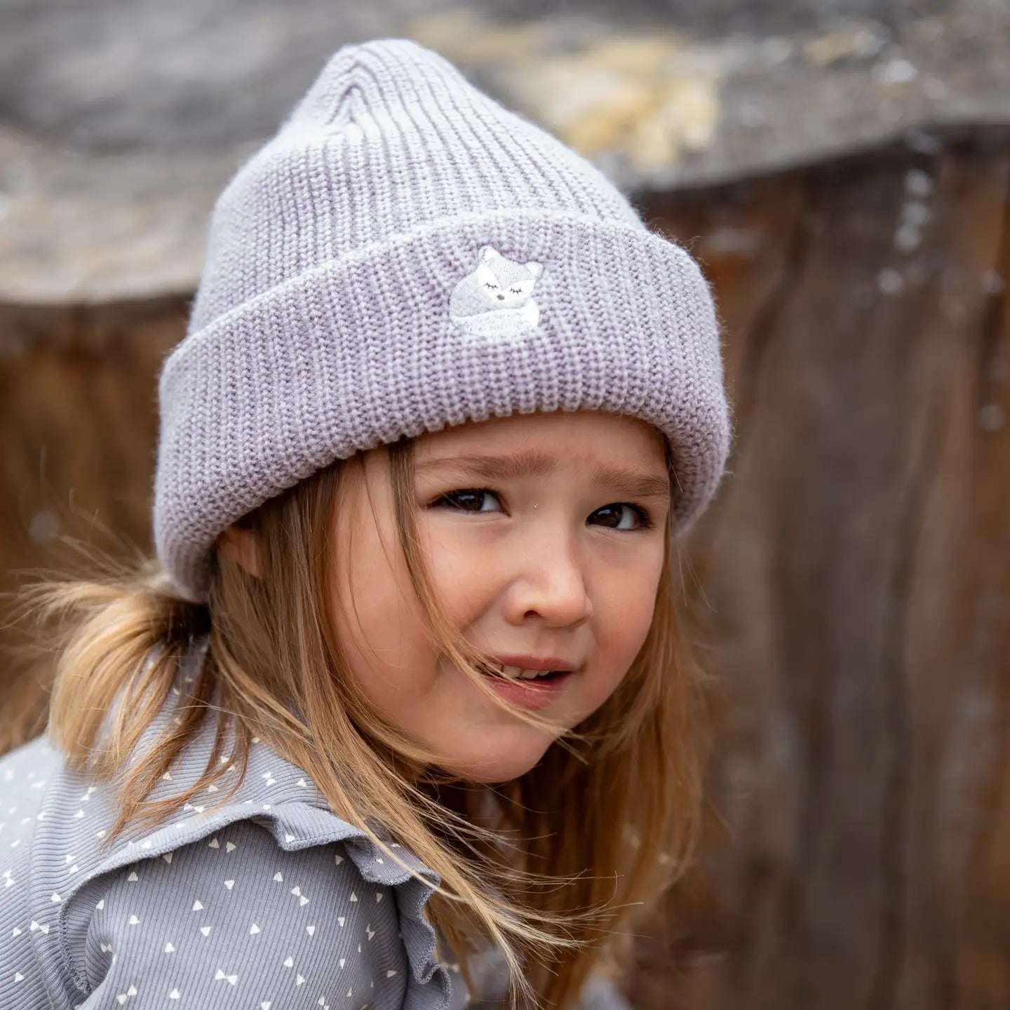 Kids Patch Knitted Winter Beanie