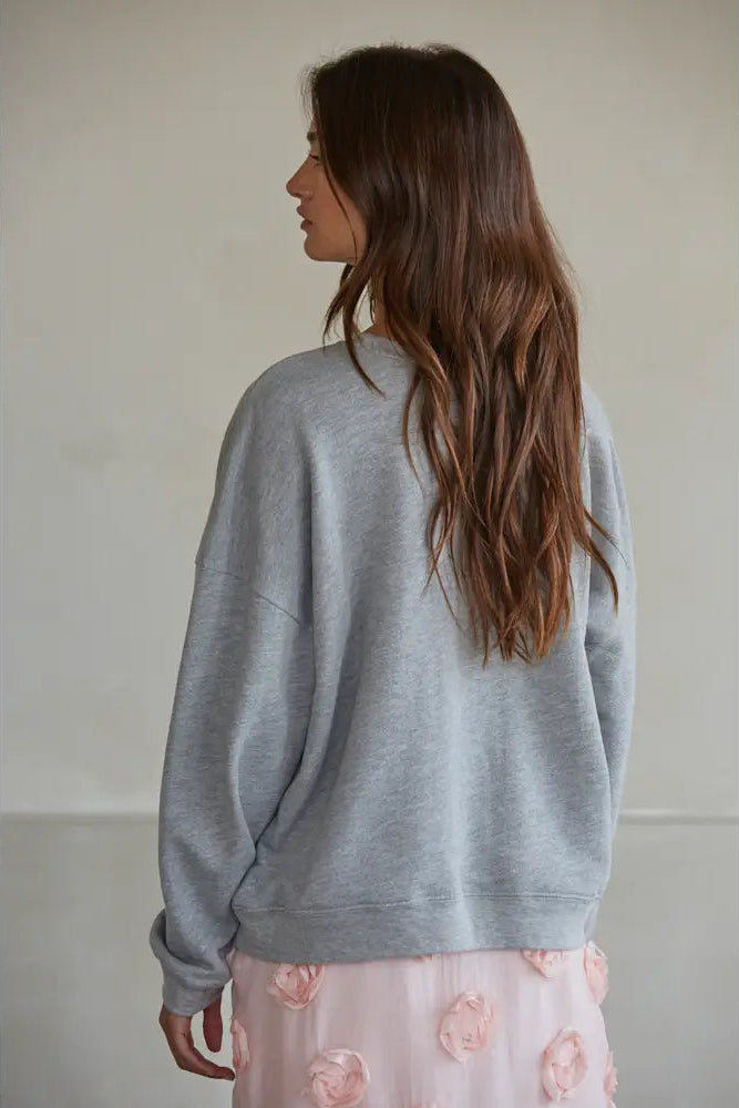 AMORE French Terry Pullover Sweatshirt