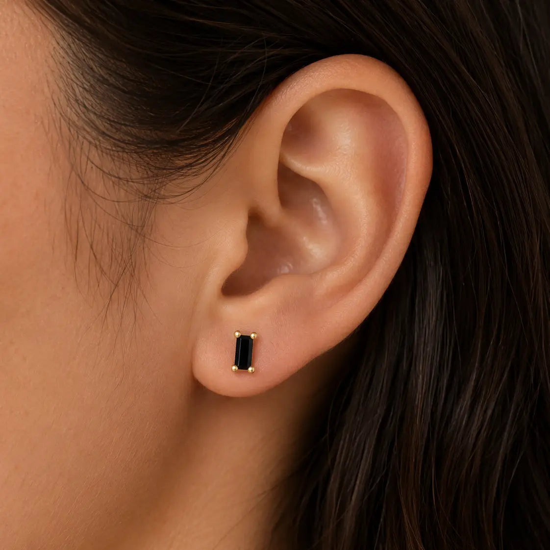 JK Baguette Black Gold Earrings