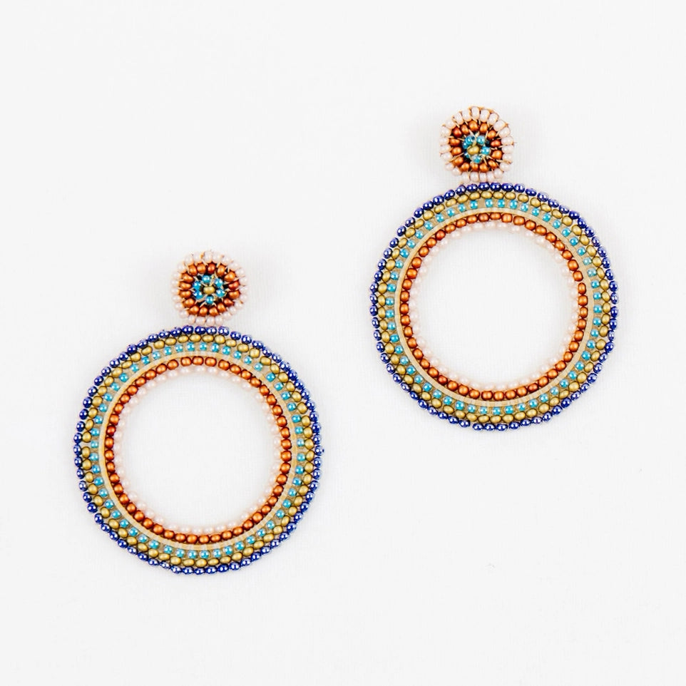 Beaded Open Circle Post Earring