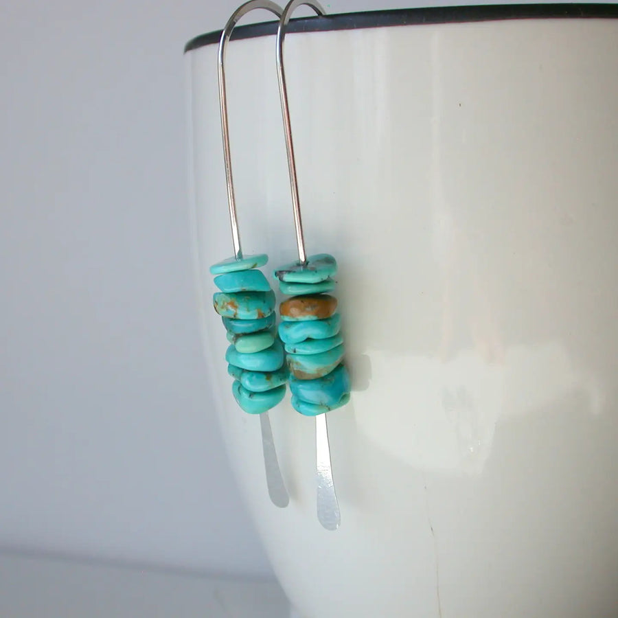 Turquoise Stack Threader Earrings