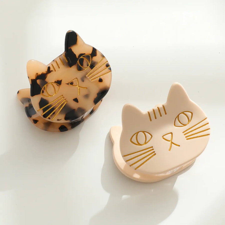 Ginger Small Cat Face Hair Claw Clip