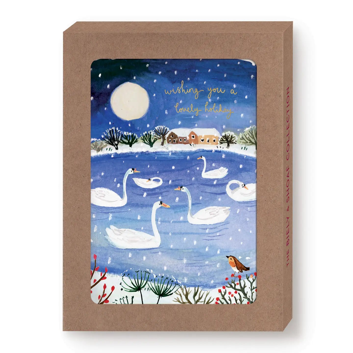Swans Lovely Boxed Holiday Cards - Set of 10