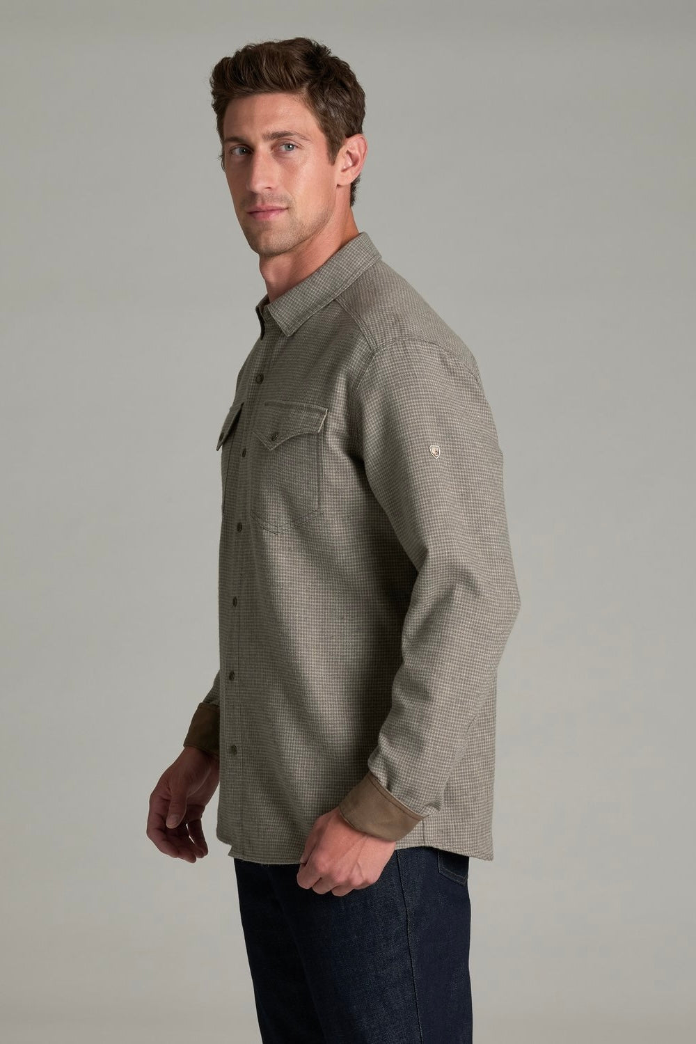 Kuhl Disputr Long Sleeve Men's Button Down Shirt- Dark Pumice